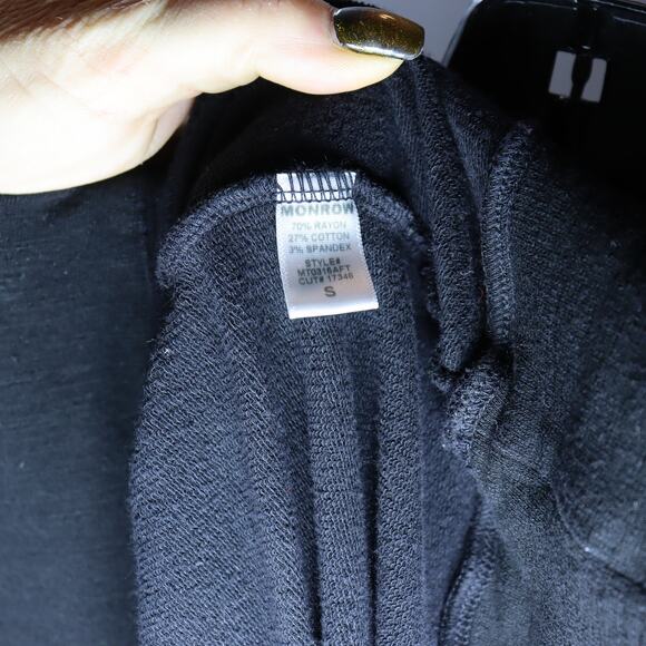 Monrow Classic Black Crewneck Sweatshirt – Size Small - Picture 4 of 4